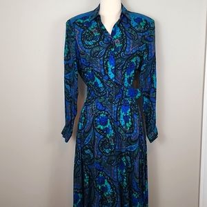 VINTAGE 1990s SzM Act I Long Sleeve Dress with Suede Shoulder Detail